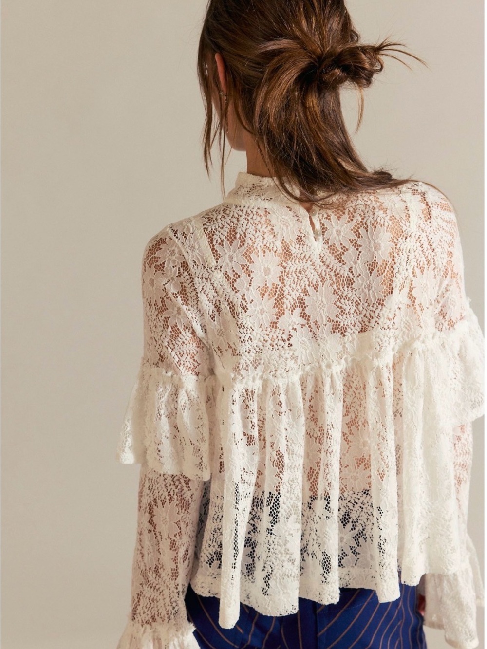 Free People Lilabeth Lace Top in Clean Ivory (size Large) - Picture 3 of 6